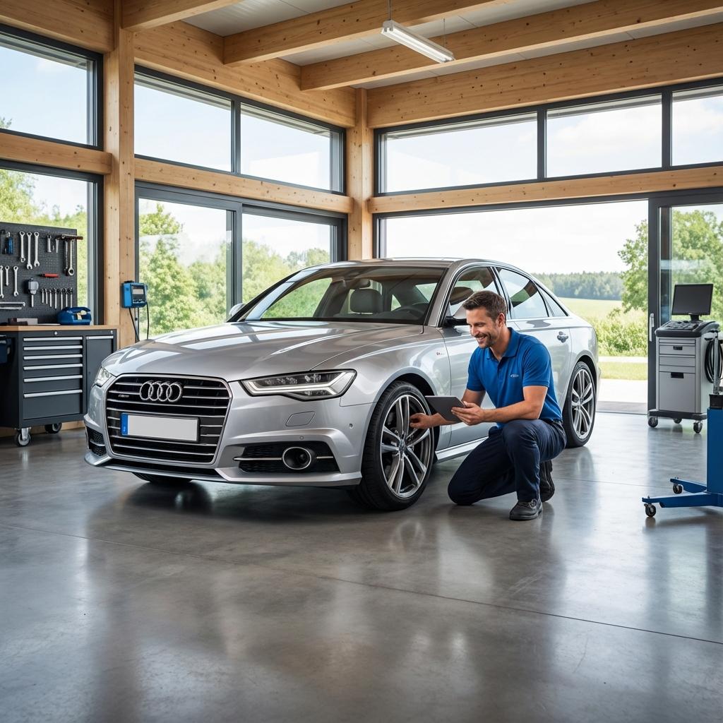 Expert checking a car